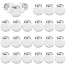 Belle Vous Runde Klare Kleine Marmeladengläser mit Schraubdeckel (24 Stk) - 50 ml Mini Marmeladengläser Set - Einmachgläser mit Schraubdeckel für Kräuter, Gewürze, Babynahrung, Joghurt, Gelee & Honig