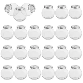 Belle Vous Runde Klare Kleine Marmeladengläser mit Schraubdeckel (24 Stk) - 50 ml Mini Marmeladengläser Set - Einmachgläser mit Schraubdeckel für Kräuter, Gewürze, Babynahrung, Joghurt, Gelee & Honig