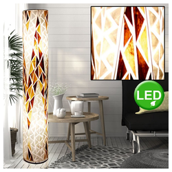 etc-shop Stehlampe, Stand Lampe rund Wohn Zimmer Textil Steh Leuchte braun im Set inkl.20 Watt LED Leuchtmittel
