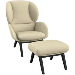 Ohrensessel FLEXLUX "Adria Designsessel, Loungesessel", beige (sandy beige), B:78cm H:100cm T:96cm, 100% Polyester, Sessel, Stil & Komfort, organische Form, Fuß Holz schwarz