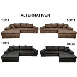 luma-home Vintage Ecksofa Schlafsofa Eckcouch L-Sofa mit Ottomane und Bettkasten in Braun / 18011 - 2 Jahre Gewährleistung - mind. 14 Tage Rückgaberecht - Braun