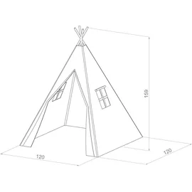 Sunny Tipi Zelt Alba Pastellrosa 120 cm x 120 cm x 160 cm