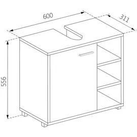 Vicco Waschbeckenunterschrank Perry Weiß