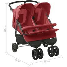 vidaXL Geschwisterwagen rot 10245