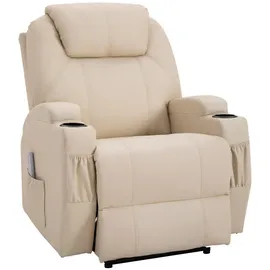 Homcom Massagesessel elektrisch Relaxsessel Fernsehsessel Liegefunktion Beige