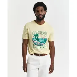 Gant für Herren. 2003321 Bedrucktes T-Shirt Platziert gelb (XL), Lässig, Baumwolle, Kurzarm
