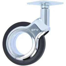 MS Beschläge Chrom glänzendes Gehäuse - Möbelrolle Schwarz Lenkrolle Anschraubplatte