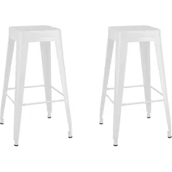 vidaXL Barhocker Stapelbar 2 Stk. Weiß Metall