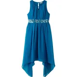 bonprix Chiffonkleid BONPRIX, Mädchen, Gr. 134, N-Gr, blau (atlantikblau), Obermaterial: 100% Polyester. Futter: 100% Polyester, unifarben, festlich, regular fit, Rundhals, Kleider Chiffonkleid, für festliche Anlässe, ärmellos, Regular Fit