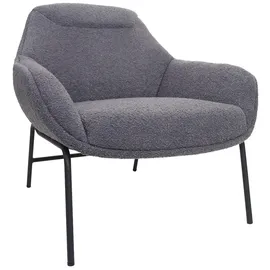 Mendler Lounge-Sessel HWC-J77, Cocktailsessel Sessel, Bouclé Stoff Metall ~ dunkelgrau