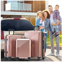MODFU Kofferset Hartschalenkoffer Handgepäck-Trolley, 4 Rollen, (Hartschalen Trolley Handgepäck Reisekoffer, leicht und stilvoll für komfortables Reisen und sicheren Transport), aus hochwertigem PVC-Material rosa