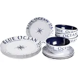 Brunner Blue Ocean Melamin Geschirrset 12-tlg. blau/weiß