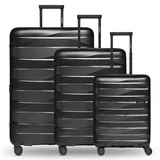 Bergpfeil Travel 4-Rollen Kofferset 3-tlg. mit Dehnfalte black night metallic