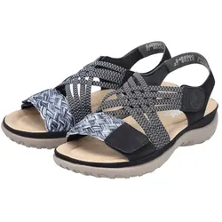 Riemchensandale RIEKER, Damen, Gr. 43, schwarz, Lederimitat, sportlich, Schuhe, Sommerschuh, Sandalette, Keilabsatz, mit geflochtener Bandage
