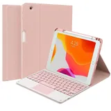 QYiiD Tastatur Hülle für iPad Mini 7.9 Zoll 5 /iPad Mini 4/3/2/1, iPad Mini Hülle Abnehmbare Tastatur Hülle mit Tastatur, Deutscher QWERTZ Tastatur mit Touchpad Magnetisch Abnehmbarer Keyboard, Rosa