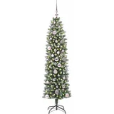 vidaXL Künstlicher schlanker Weihnachtsbaum Grün/Weiß 150 cm