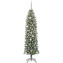 vidaXL Künstlicher schlanker Weihnachtsbaum Grün/Weiß 150 cm