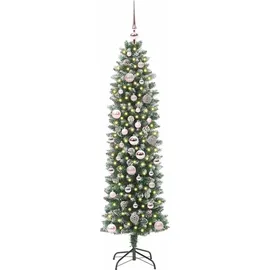 vidaXL Künstlicher schlanker Weihnachtsbaum Grün/Weiß 150 cm
