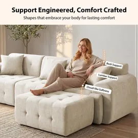 COMHOMA Ecksofa, 245 x 60 x 40 cm, Modulares Sofa mit Schlaffunktion, Schlafsofa, L Form Couch für Wohnzimmer, vakuumverpackt, Flexibel kombinierbar - grau