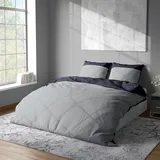 Lorena Uni Mako-Satin Bettwäsche Classic Hut 135x200 cm + 80x80 cm | silber - grau