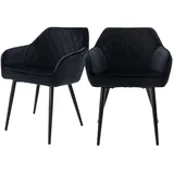 ML DESIGN modern liv 2er Set Esszimmerstühle Samtstühle Wohnzimmerstühle Polsterstuhl Schwarz,