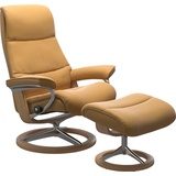 Stressless Relaxsessel View Sessel Gr. Material Bezug, Cross Base Eiche, Ausführung / Funktion, Maße B/H/T, gelb (honey) Lesesessel und Relaxsessel - 2 Jahre Gewährleistung - mind. 14 Tage Rückgaberecht