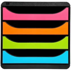 Exacompta 310498D Schubladenbox Big Box, 4 offene Schubladen, Iderama - Regenbogen