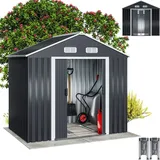 GARDEBRUK® XL Metall Gerätehaus 2m2 mit Fundament 196x132x188cm Schiebetür Anthrazit Geräteschuppen Gartenhaus Schrank 4m3 - Grau