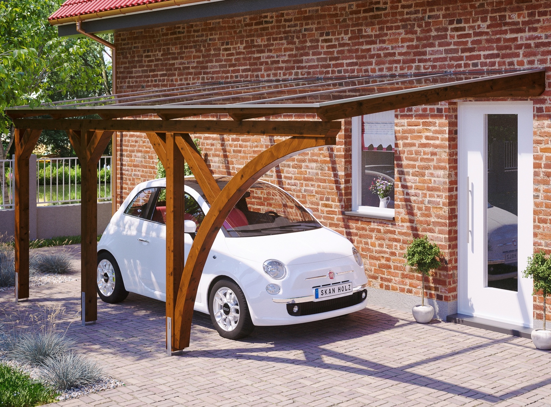 Anlehncarport SKANHOLZ "Eifel" Carports Gr. H: 213 cm, braun