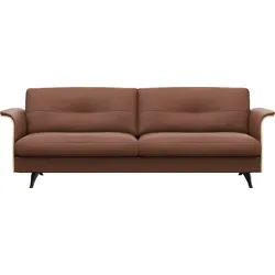 3-Sitzer FLEXLUX "Glow bequem und komfortabel durch hochwertigen Sitzaufbau, Designsofa", braun (old chesnut), B:224cm H:81cm T:91cm, 100% Echteder, Sofas, Skandinavisches Design, In hochwertiger Verarbeitung