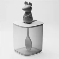 Qualy Lucky Mouse Gewürzbehälter und Löffel Vorratsbehälter ca. 7,2x7,2x14cm