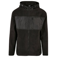 URBAN CLASSICS Hooded Micro Fleece Jacket, Black,