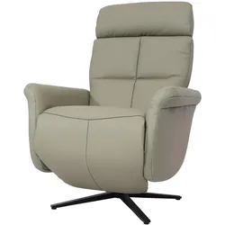 Relaxsessel MCW-L10, Design Fernsehsessel TV-Sessel Liegesessel, Liegefunktion drehbar, Voll-Leder ~ grau