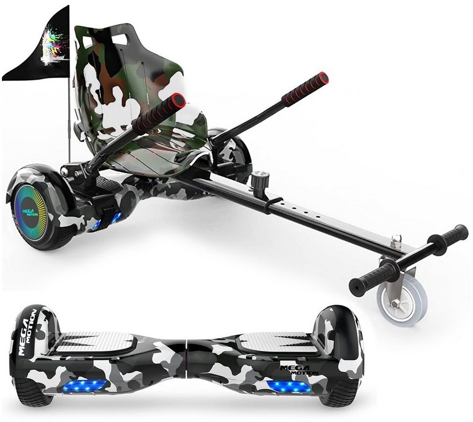 Mega Motion Balance Scooter Kart A03, 6.5" Hoverboards mit Hoverkart Bluetooth Lautsprecher LED-Light