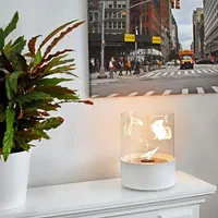 GLOW FIRE Ethanol Kamin 'Emma' | Runder Tischkamin in weiß mit 4 Std. Brenndauer | HxD: 27x20,5 cm - Weiß