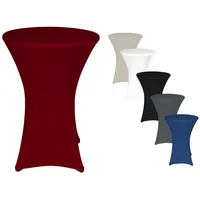 TexDeko 2er-Set Stretch Stehtischhusse für Bistrotisch Ø 70-75 cm Bordeaux | strapazierfähig verstärkte Fußtaschen bügelfrei waschbar