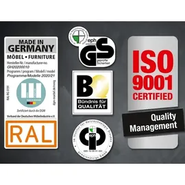 freiraum Kleiderschrank "Click" aus Spanplatte in Eiche-Sägerau-Nachbildung mit 3 Schubladen und 3 Türen. Abmessungen (B/H/T) 135x198x58 cm - Weiß