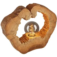 GLOBO LED Tischleuchte Baumscheibe, Holzoptik H 25,5 cm