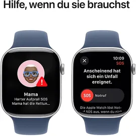 Apple Watch Series 10 GPS 46 mm Aluminiumgehäuse silber Sportarmband denim S/M