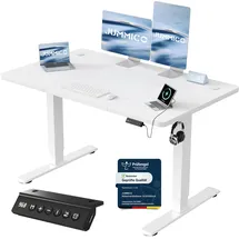 JUMMICO Höhenverstellbarer Schreibtisch mit USB-Ladeanschluss,Schreibtisch Höhenverstellbar Elektrisch 120 x 60 cm, Steh-Sitz Tisch Stehpult Verstellbarer Computertisch,Standing Desk,Weiß
