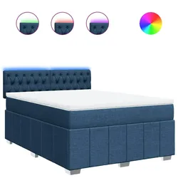 vidaXL Boxspringbett mit Matratze Blau 160x200 cm Stoff