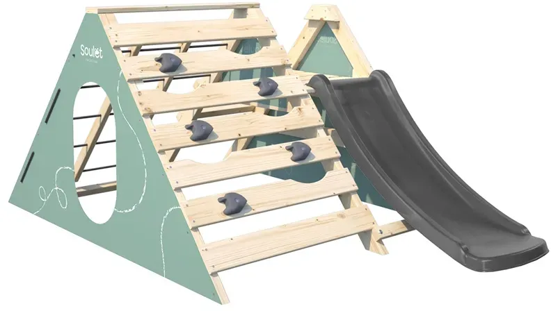 Spielplatz aus Holz, Babyspielplatz für bis zu 2 Kleinkinder, mit Rutsche und Tipi, 127x208x91cm