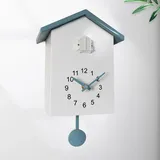 Kamanan Kuckucksuhr Wanduhr Moderne Kuckucksuhr mit Pendel, Cuckoo Clock mit Vogelstimme Kuckucksuhren mit Nachtruhefunktion, Pendeluhr für Zuhause Wohnzimmer Küche Büro Dekor(Weiß/Grau)