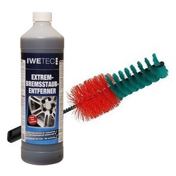 IWETEC Felgenreiniger Extrem-Bremsstaubentferner 1l + Felgenbürste, Alufelgen Felgenreiniger