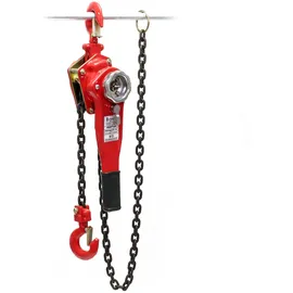 Wiltec Kettenzug 750kg Traglast und 1,5m Kettenlänge, einfaches Lastenheben, Flaschenzug, Seilzug, Handkran, Handseilwinde u.a. für Forst und Werkstatt