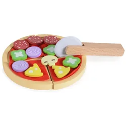 Moni Kinder Pizza-Spielset 4221 Holz Pizzaschneider Pizzastücke Selbstverschluss rot