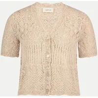 Cartoon Strickjacke mit Ajour-Muster Beige 44