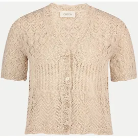 Cartoon Strickjacke mit Ajour-Muster Beige 44