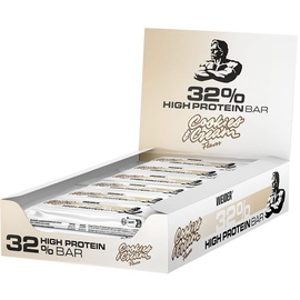 Weider 32% Protein Riegel, leckerer Eiweißriegel mit zartem Schokoladenüberzug, hoher Proteingehalt, Energieriegel, Muskelaufbau Snack, Cookies & Cream, 12 x 60 g