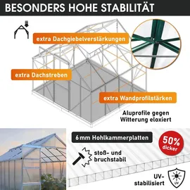 Brast Gewächshaus Aluminium Silber 6 mm 6,25 m2